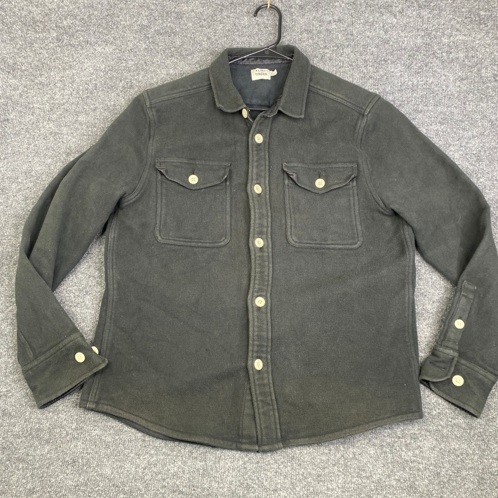 Flint and Tinder Mens Cotton Wool Blend Shirt Jacket Shacket Charcoal Grey Large
